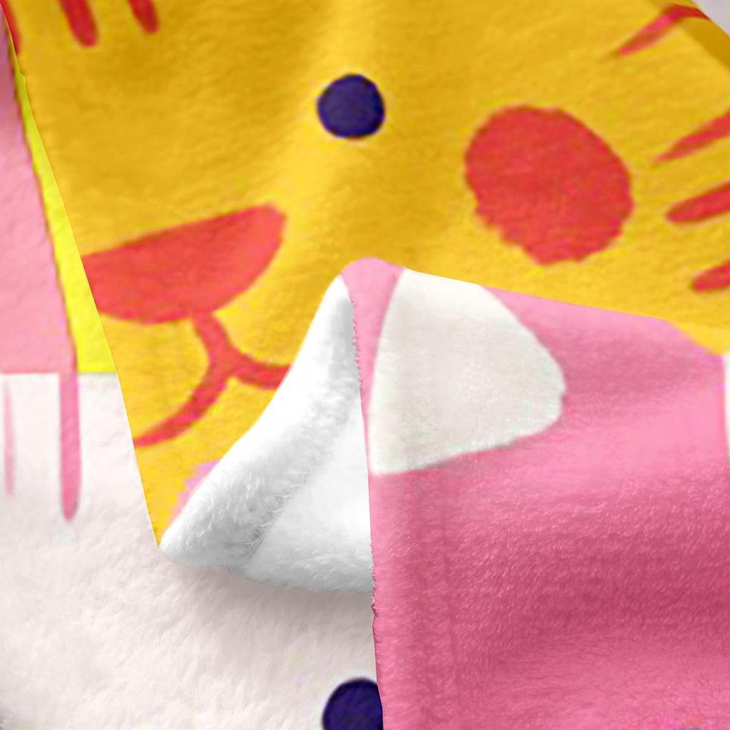 Colorful Cat Pattern Throw Blanket Cute Cartoon Design for Living Room Sofa Decor KidsRoomStyle Gift for Her 150x100