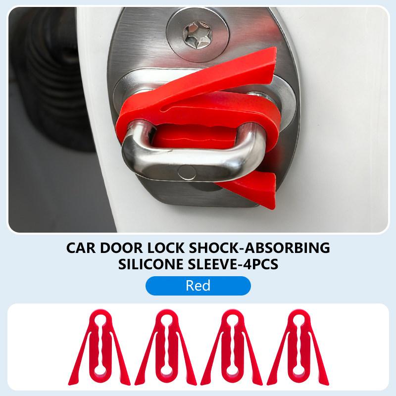 SEAMETAL 4pcs Car Door Lock Shock Pad Silicone Auto Door Lock Protection Cover Force Release Arm Design for Car Truck Door Latch