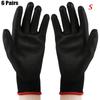 1/6 Pairs Safety PU Black Labor Protection Polyurethane Work Gloves Coated