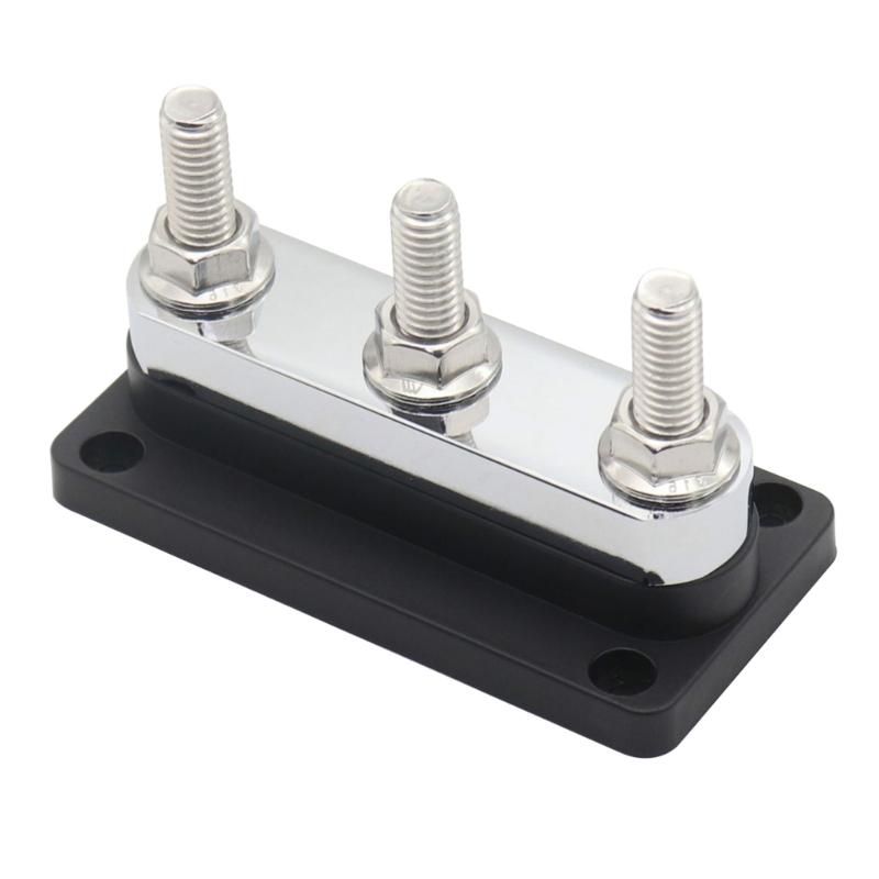 3/8" 3 Stud Power Distribution Block,Bus Bar with Cover ,High Current Wiring Stud for Marine Boats Automobiles