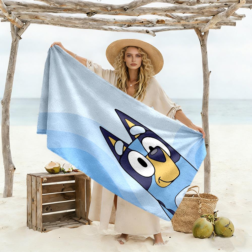 Bluey Family Adventure Beach Towel High Absorbency & Quick-Dry Comfortable Lightweight Perfect for Traveling Yoga Camping and Swimming