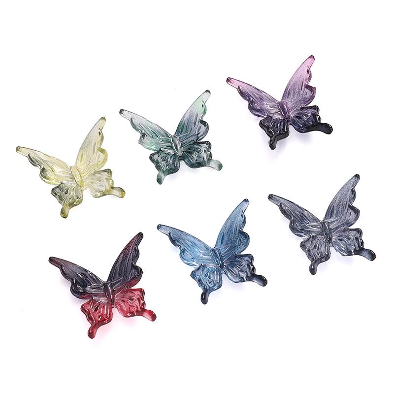 Acrylic Butterfly Transparent Two-color Gradient Charm for DIY Jewelry 20 Pcs