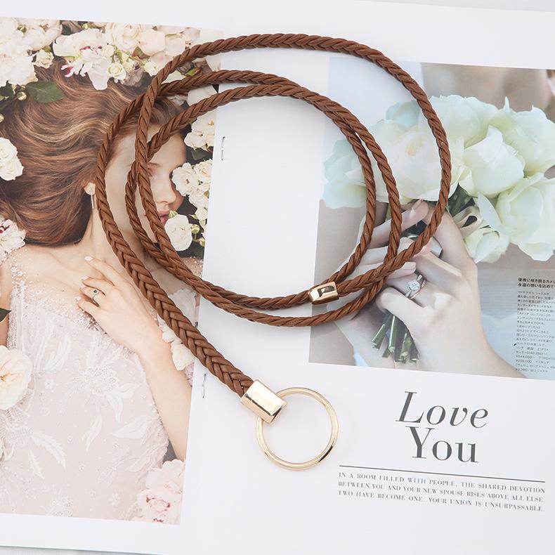 Popular Cotton And Linen Wind Woven Waist Rope Round Buckle Knotted Fringed Waist Chain Women'S Belt