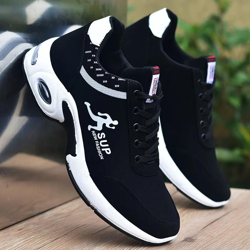 Fashion Casual Flats Male Sneaker Lightweight Knitting Breathable Thick Bottom Anti-slip Shoes Summer Men Lace Up Walking Shoes Zapatos