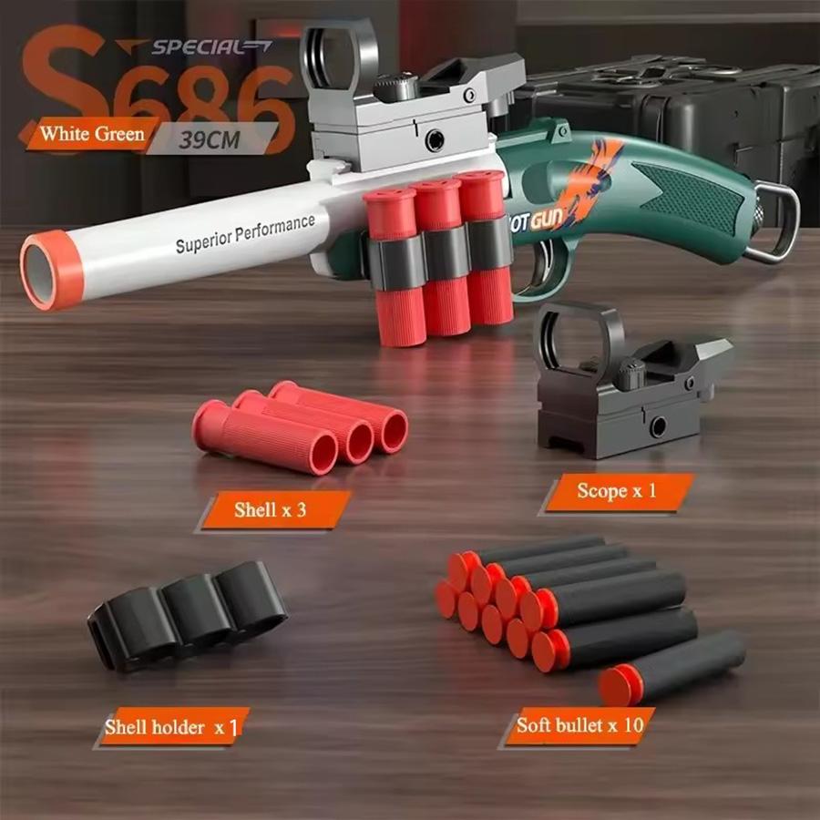 Mini S686 Rifle Shell Ejection Toy Gun Soft Bullet Manually Loaded Outdoor Sports CS Shooting Game Weapon for Children Boys Gift