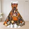 Women Plus Size Halloween Printed Two Piece Set Short Sleeve Cropped Shrug Sleeveless Square Neck Tie Waist Flared Dress