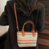 2025 New Fashion Women Summer Boho Woven Rainbow Straw Beach Handbags New Brand Trendy Vacation Tote Bag Crossbody Shoulder Bag