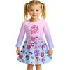 Kids Girls Casual Daily Dress Cute Cartoon Print Long Sleeves Dance Wear Princess Dress  2-12 Years