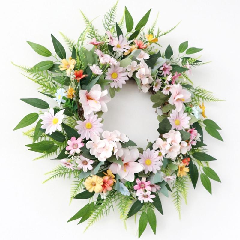 Artificial Flower with Leaves Wedding Wreath Spring Wreath Decoration for Door Window Hallway Farmhouses Home Decoration