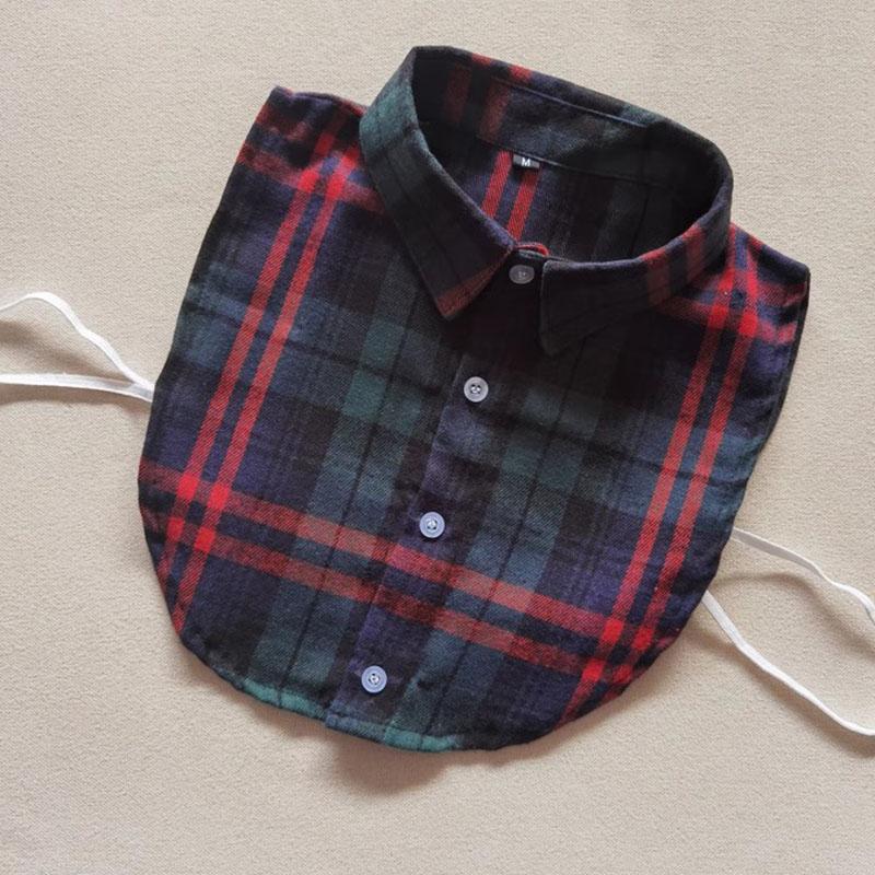 Plaid Women Shirt False Collars White  Removable Lapel Collars For Women Fake Collar Women Detachable Collars Nep Kraagie