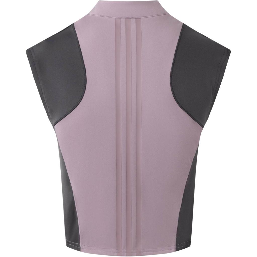 Adidas Sleeveless Zip-Up T-Shirt Color Block Quick-Dry Half-Zip Sports Casual Women Tops Purple Pink JP2904