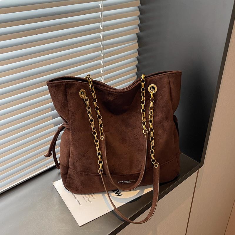 

New j lucky bag bucket bag large capacity diamond chain shoulder bag foreign style messenger bag niche light luxury tote bag темно-коричневого