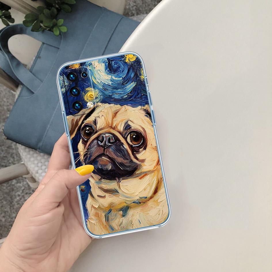 CJ90 Pug Dog Transparent Phone Case for LG K22 K30 K40 K40S K41 K42 K50 K50S K51 K51S K52 K61 K62 K71 K92 Q60 Q61 V40 V50 V60