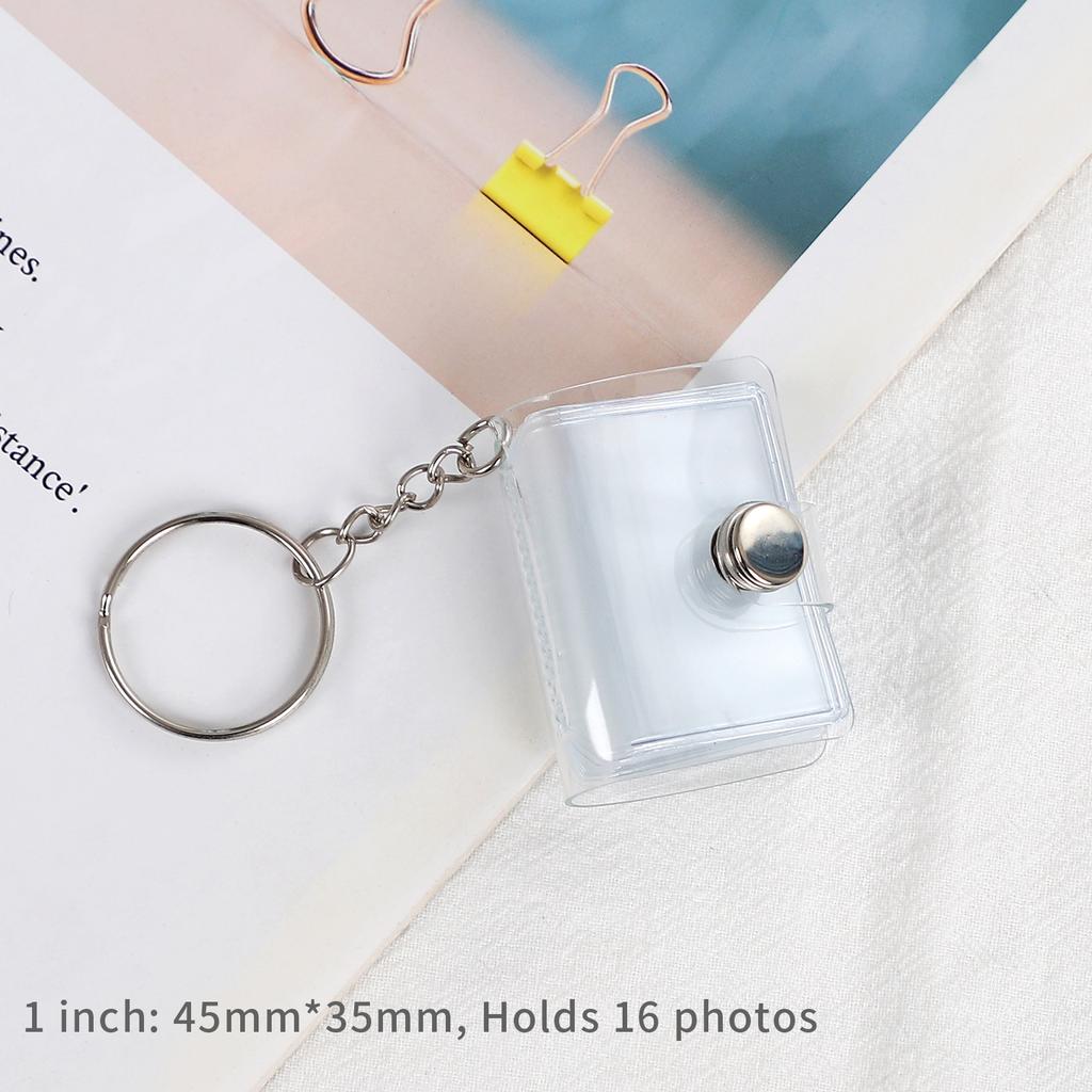 16 Sheets Cute Mini Keychain Photo Album 1/2 Inch Snap Button Pocket Folders Journal Note Material Paper Storage Book Stationery