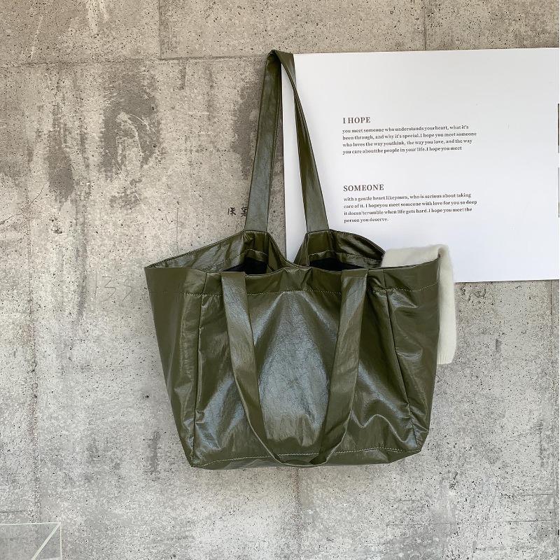 

Винтажная сумка-тоут из мягкой кожи большой вместимости, женская однотонная простая сумка для поездок на работу, большая сумка, новая женская сумка через плечо зелёный