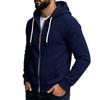 Men's Color Casual Zip-Up Hooded Jacket with Large Pockets and Raglan Sleeves