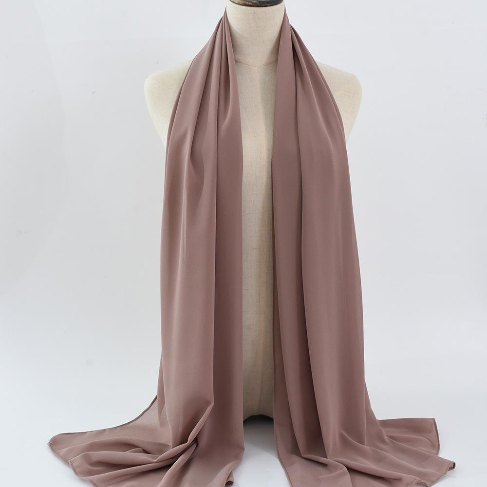 Damen einfarbiger Perlen-Chiffon-Bubbleschal, langer Seiden-Kopfschal, 70x180cm, nahöstlicher Stil