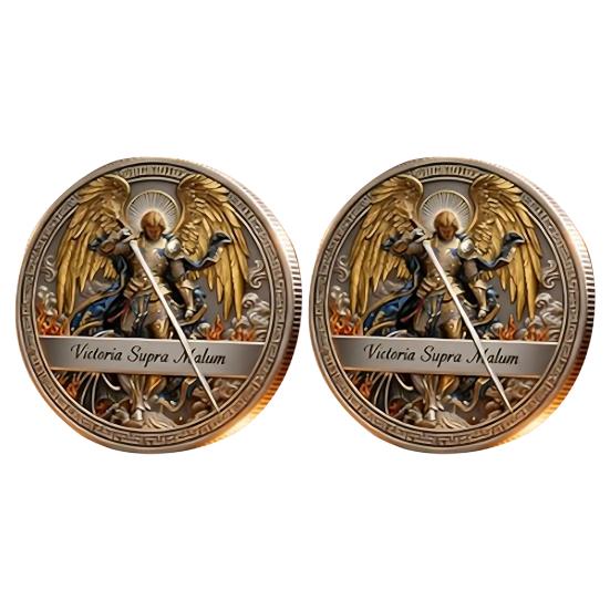 1/2/3 Peças Moeda Colecionável de Arcanjo Dupla Face Escultura em Metal St. Moeda de Lembrança de São Miguel Token Desafio da Fé Cristã Decoração Presente Religioso