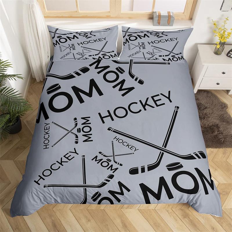 Comforter Hockey 2/3Pcs Hockey Sports Comforter Hockey Puck Ball King Queen Size For Kids Boys