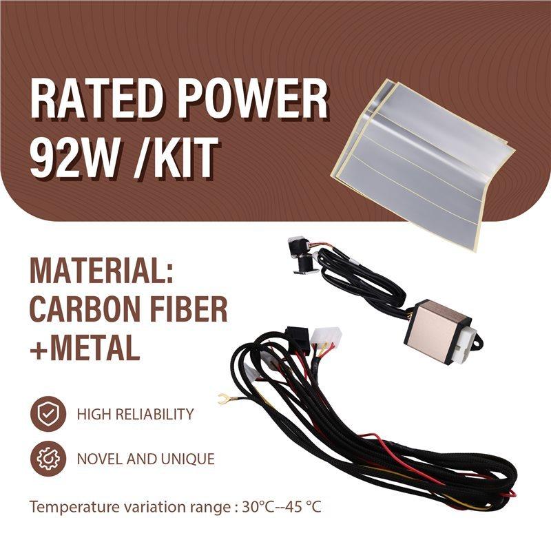 Car Seat Heater Kit Universal Built-In 2 Seats Heating Pads 3-Level Control Switch System