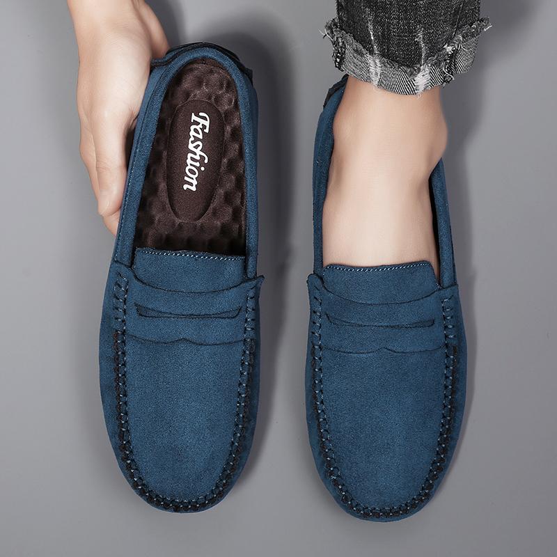 Fashion Suede Leather Men Casual Shoes Comfortable Man Loafers Lightweight Lazy Boat Shoes Breathable Slip On Man Driving Shoes