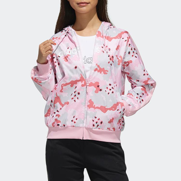 Adidas Neo Windbreaker Hooded Jacket Women Outerwear Pink DZ7610