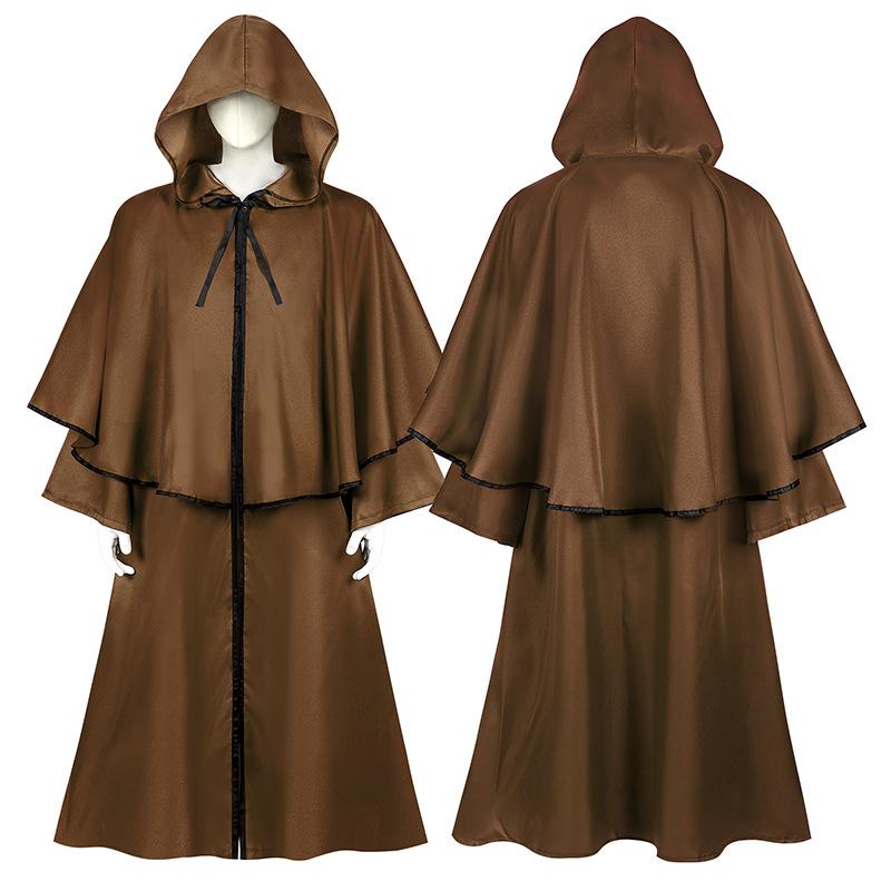 Halloween Cape Medieval Robe Cape Wizard Guide Grim Reaper Long Sleeve Coat
