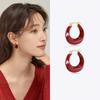 Silver Needle Ankara Red Geometric Stud Earrings Female Korean Ins Fashion Design Earrings High-end Exquisite Earrings