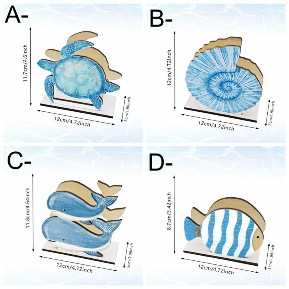 Creative Ocean Theme Wooden Napkin Holder Fish Shaped Decorative Desktop Ornament Large Capacity Tissue Dispenser Outdoor Use