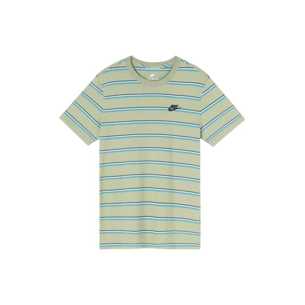 Nike Striped Logo Round Neck Pullover Short Sleeve T-Shirt Men Tops Matcha DZ2986-386