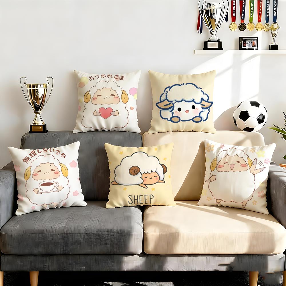Cute Wataame Sheep Cushion Cover Cushion Cover Set 4Pcs 50x50 45x45 40x40 Pillowcase Decorative Sofa Home Decor