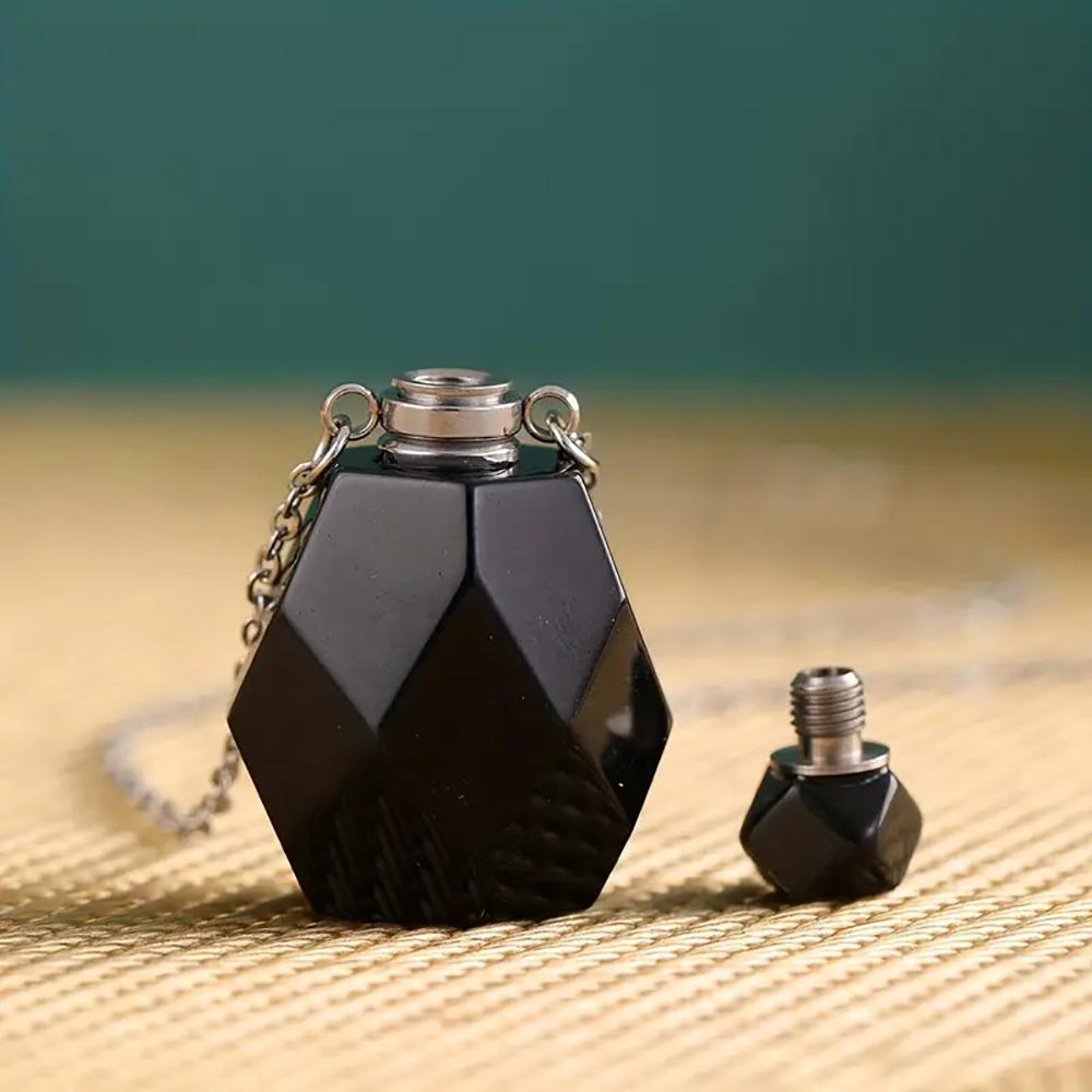 1pc Natural Stone Perfume Bottle Pendant Necklace Stainless Steel Aromatherapy Essential Oil with Stone Quartz for Women