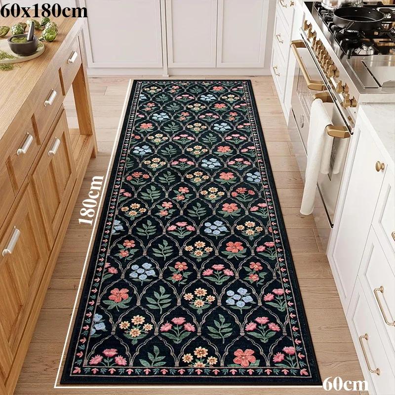 Tappeto per Corridoio Passerella Tappeto Lungo Lavabile in Macchina Pieghevole Antiscivolo Tappetino per Pavimento Tappeti Fiore di Primavera Decorazione per la Casa per Soggiorno