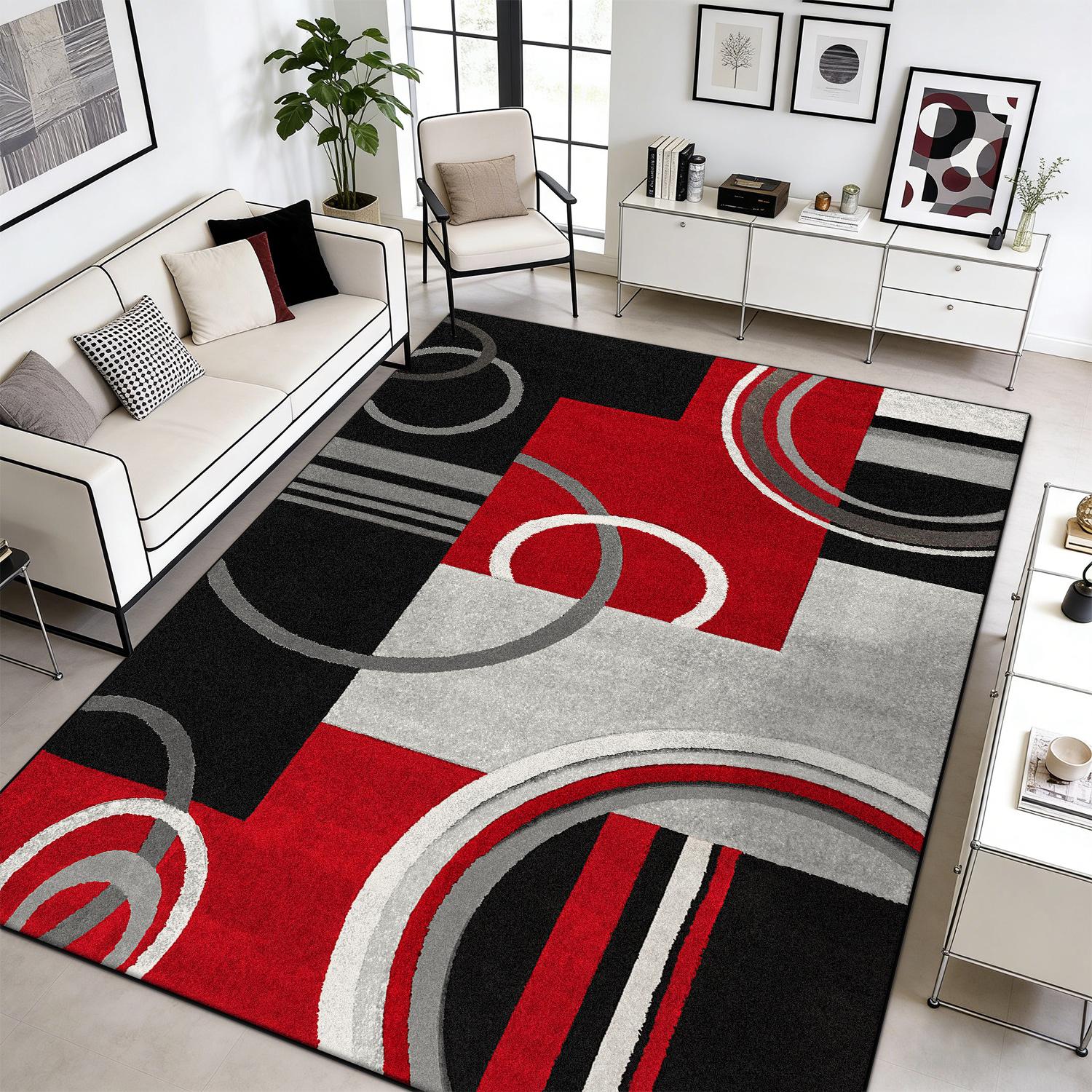 Modern Geometric Abstract Style Living Room Carpet Decoration Bedroom Antiskid Fluffy Rug Large Area Easy Clean Soft Floor Mats 50x 80cm
