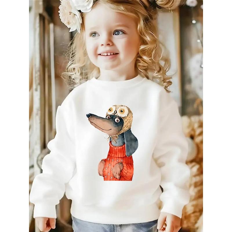 European sizes Kids Crewneck Sweatshirt - Snowflake Pattern Knit Sweater Dog Owl , Sportswear And Casual Wear, Soft And Comfortable 110 белый