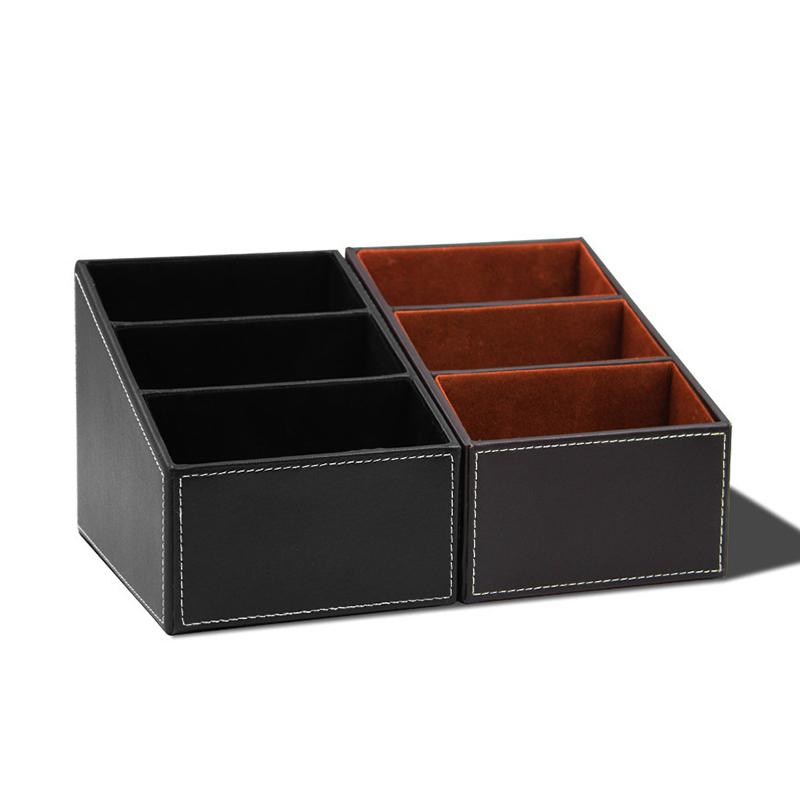 1-Piece PU Leather Remote Control Holder Leather Remote Control Storage Box TV Guide Table Storage Box Email Sorting Box