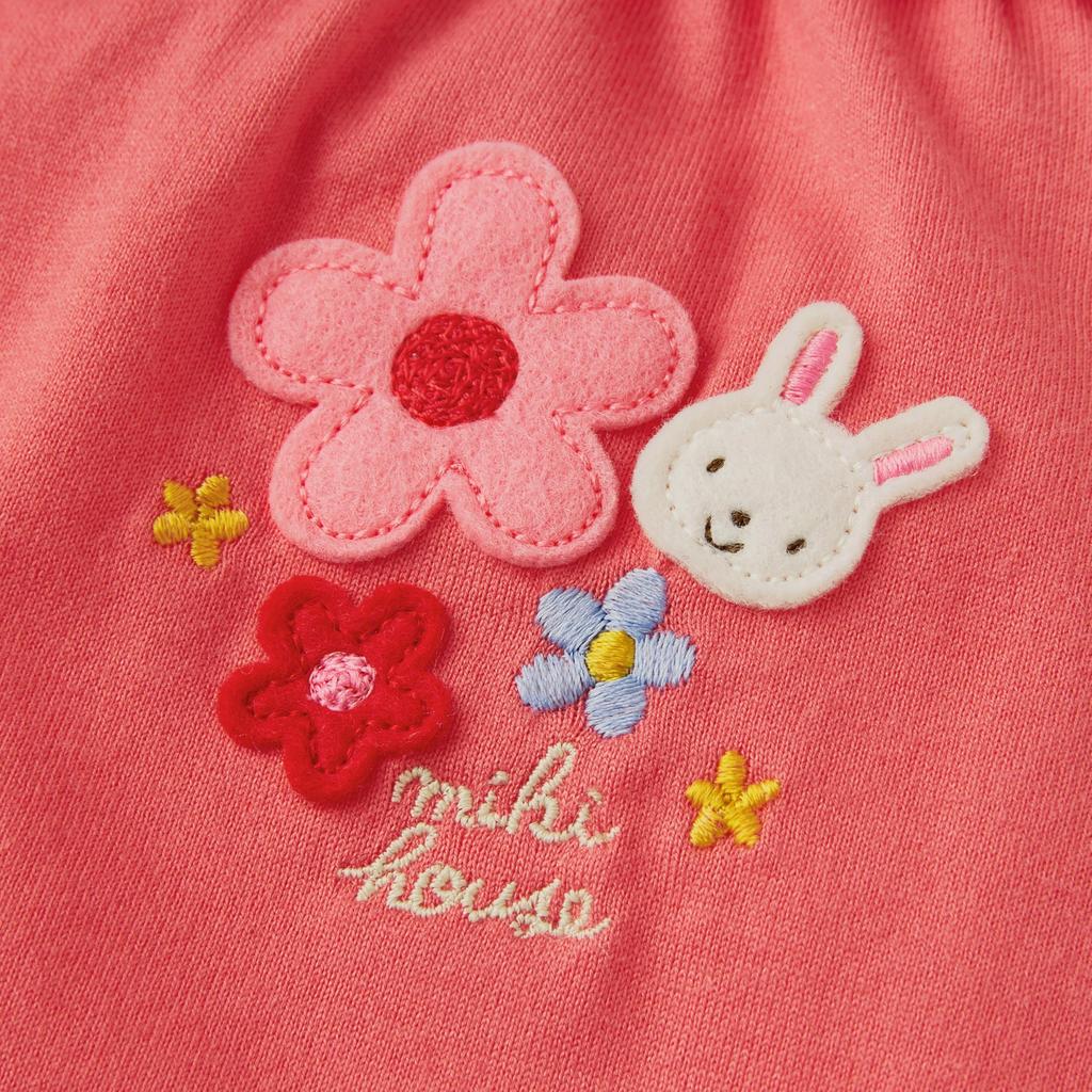 Shortall Short Floral Made In Baby Pink [Miki House] Romper, Sleeve, 3/4 Length, Pattern, Rabbit, Japan, Girls, Baby, Kids, Clothes, Infant,