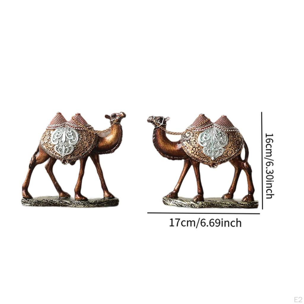 2 Camel Resin Figurines, Funny Animal Decorative Sculpture, Desktop Decor for Party, Shelf,