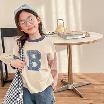 Spring New Children's Wear Long-sleeved All-match Base Color Matching T-shirt