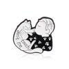 Cat Reading and Playing Brooch: Fashionable and Reflective Cartoon Badge