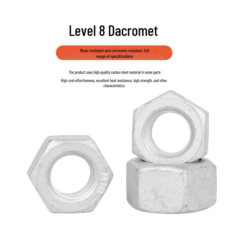 High-Strength Carbon Steel Hex Nut & Bolt Cap, Dacromet Grade 8.8, Sizes M6-M27