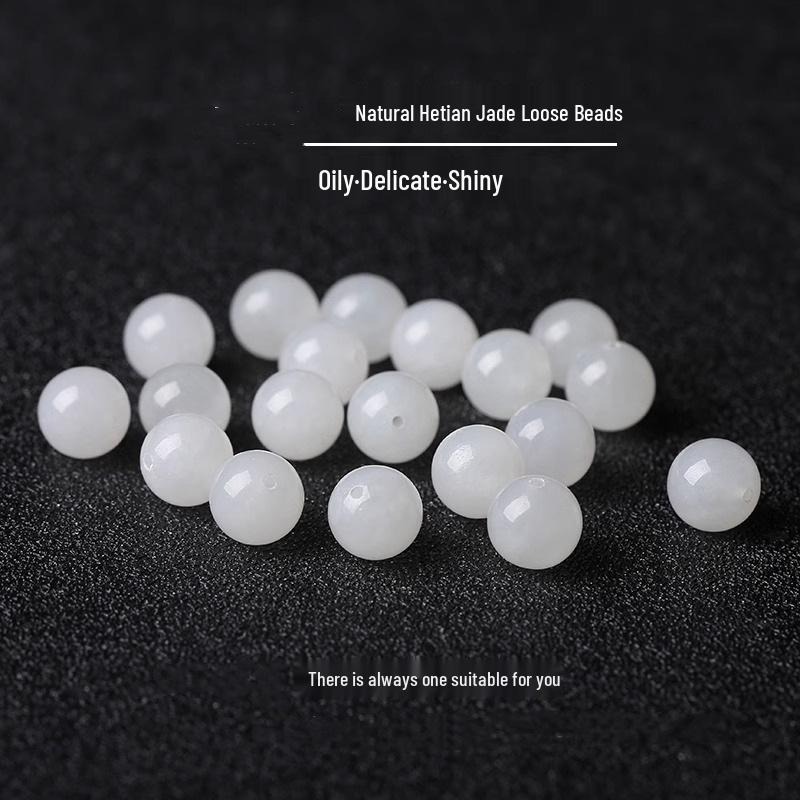 Natural Hetian Lake Green Jade Beads: Round, Barrel, and Lulutong Multi-Treasure Bracelet Spacer Beads.