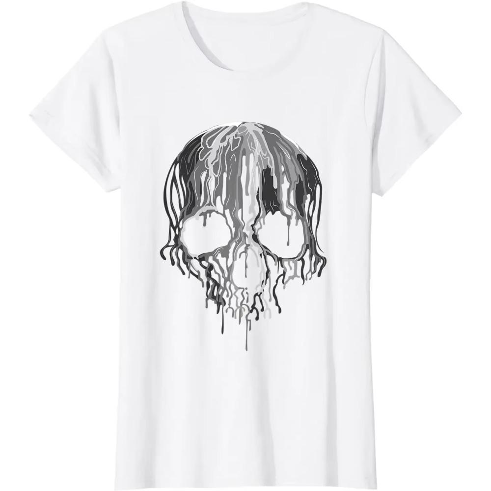Tající Lebka Černobílé Umění Grafika Gotické Pánské Tričko Pánské Tričko Pánské Oblečení Grafická Trička Bavlna Denní Trička