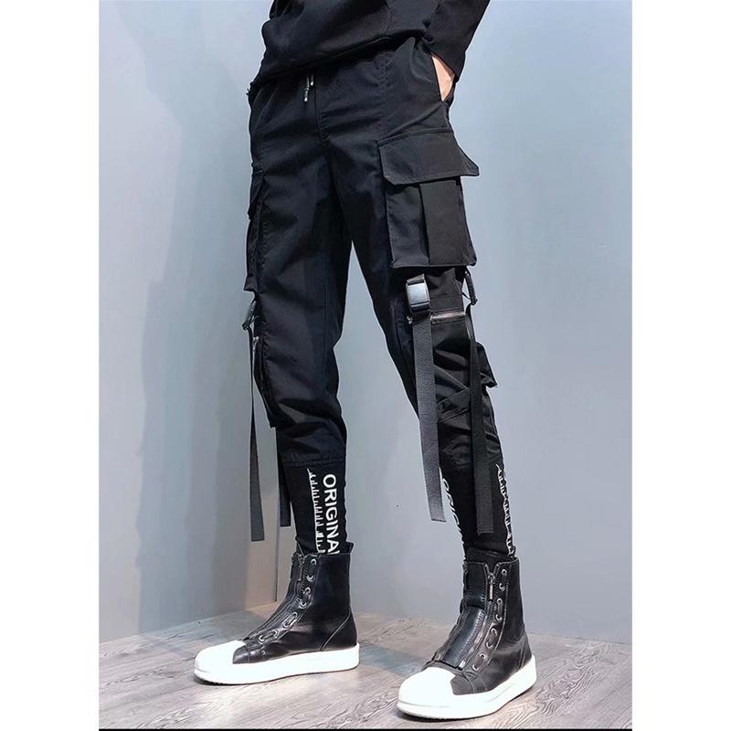 Pantaloni da jogging Pantaloni cargo da uomo Casual Hip Hop Tasca colorata Pantaloni da uomo Pantaloni sportivi Pantaloni streetwear Nastri Pantaloni techwear