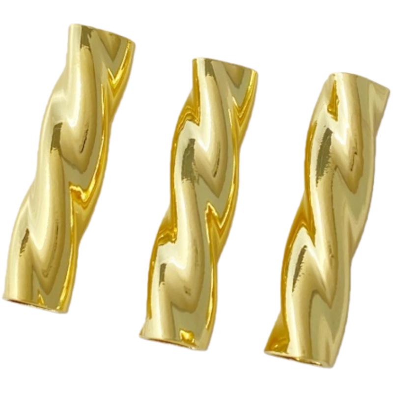 Gold-Plated Twisted Hollow Copper Tube for DIY Jewelry & Clothing Accessories
