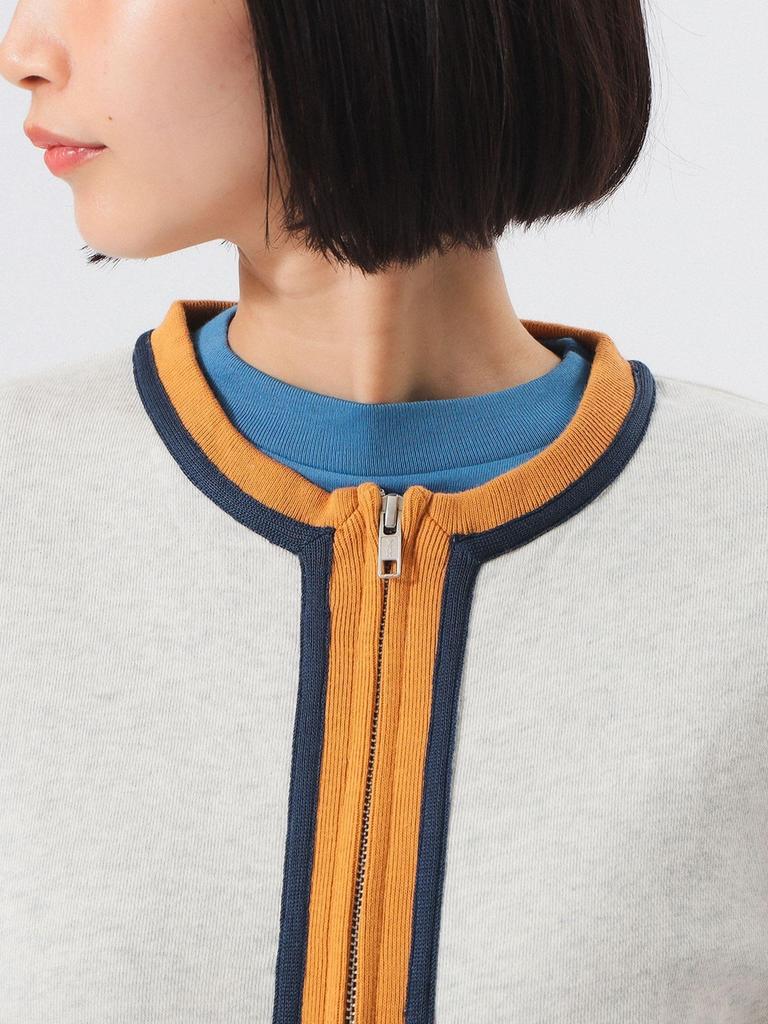 Beams Boy Women's Oatmeal Three-Tone Sweatshirt Cardigan, One Size