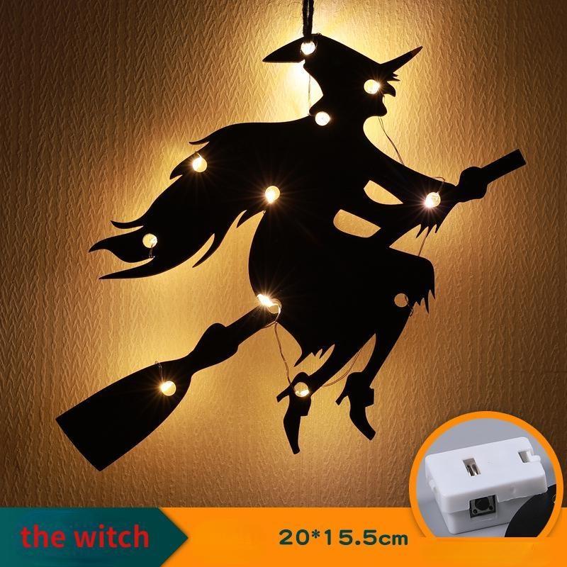 10LED Halloween Hanging Castle Witch Ghost Spider Web Luminous Charm Halloween Party Horror Props Indoor and Outdoor Decoration