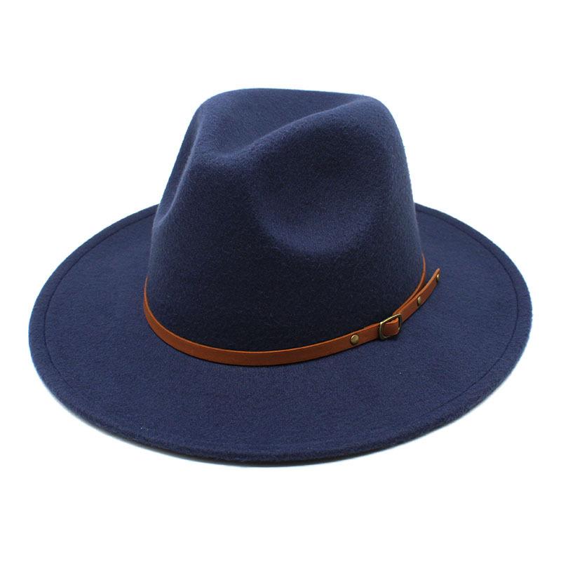 British Jazz Hat Season Wool Hat Simple Felt Big Eave Hat Tide Flat Edge Hat