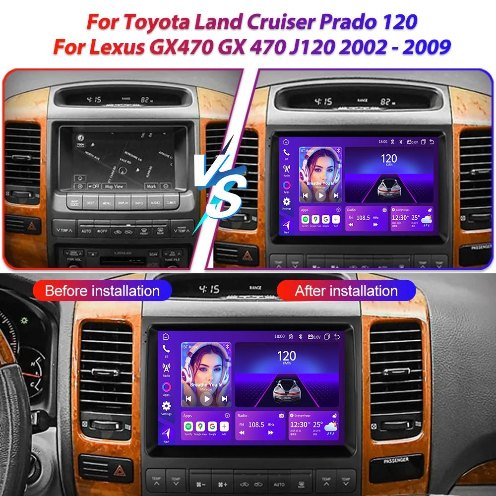 For Toyota Land CruiserPrado 120 Lexus GX470GX 470 J120 2002-2009 Navigation GPS Android Car Radio Multimedia Player Stereo wifi+4G Carplay auto video