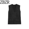 Za New Fall Women's Clothing 2025 Fashion Wind Loose Wool V Neck Long Sleeveless Vest 5755103 922
